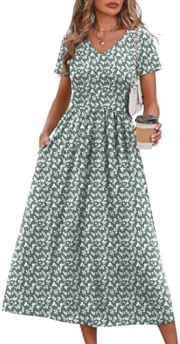 Fall Outfits Clothes Summer Dresses for Women 2026 Flowy Short in Green Print