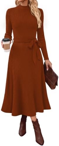 Fall Outfits for Women 2026 Fall Dresses Long Sleeve Sweater in Caramel