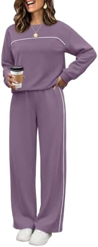 Fall Outfits Women 2 Piece Lounge Sets Matching Clothing Casual in Light Purple