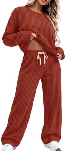 Fall Pajamas Women Lounge Two Piece Sets Plus Size Clothes Soft in Caramel