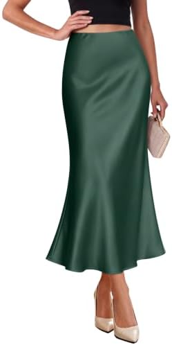 Fall Skirts for Women 2026 Winter Clothing Green Silk Skirt M in Green