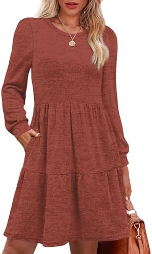 Fall Sweater Dresses for Women Long Sleeve Casual Sweater Dress in Caramel
