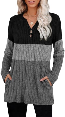 Fall Sweaters for Women Winter Clothing Long Sleeve Tops Work in 12 Black Grey