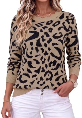 Fall Sweaters Leopard Print Tops for Women Animal Print Clothes in Leopard Print