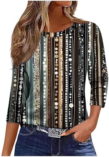 fartey Blouses for Women Dressy Casual Summer 3/4 Sleeve