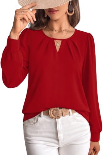 Fashion Clothing for Women Long Sleeve Shirts Fall Blouse in Red