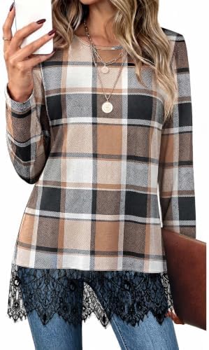 Going Out Tops Fall Outfits Lace Tunic Top Winter Shirts Khaki