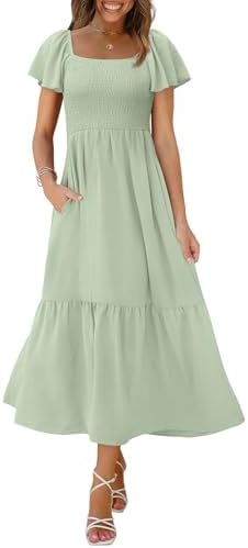 Green Dress Maxi Dress Flowy Dress Easter Dress for Women in Green