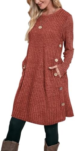 Halloween Dress Winter Sweater Dress Long Sleeve 2026 Caramel L in Ribbed Caramel
