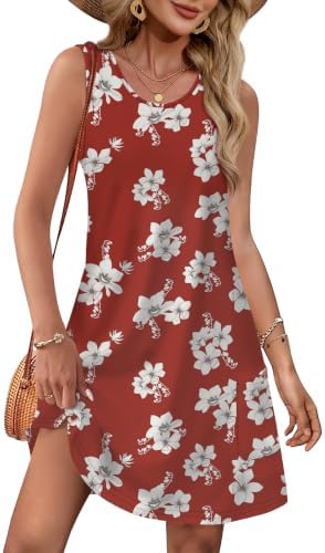 Hawaiian Dresses for Women Beach Dress with Pockets Boho