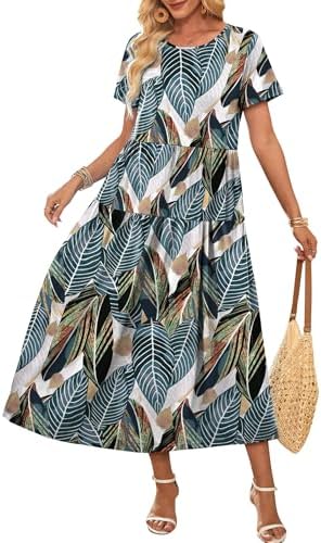 Hawaiian Dresses for Women Beach Dresses for Women Vacation in Green Leaf