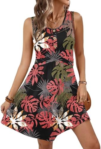 Hawaiian Dresses for Women Fashion Clothing Sun Dresses Resort in Pink Floral