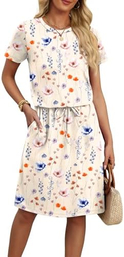 Hawaiian Dresses for Women Spring Fashion Beach Vacation in Pale Yellow Flowers