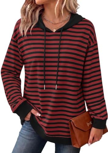 Hoodies for Women Striped Long Sleeve Top Fall Sweatshirt 2026
