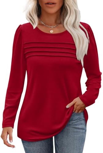 Ladies Tops and Blouses Dressy Casual Long Sleeve Valentine's in Red