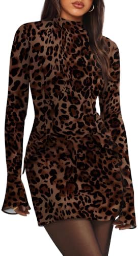 Leopard Print Dress Club Outfits for Women Leopard L in Leopard