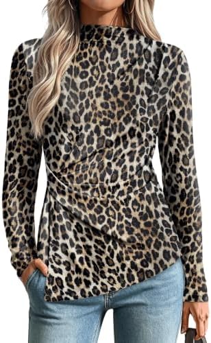 Leopard Print Tops for Women Boho Peplum Holiday Outfits in Leopard