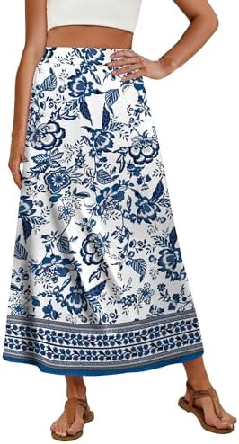 Long Maxi Skirts for Women Spring Summer Dresses Casual Loose in Print 04