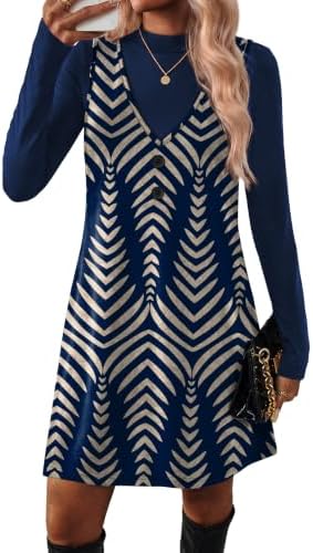 Long Sleeve Dress for Women 2 Piece Dress Sets Boho Fall in Navy-boho
