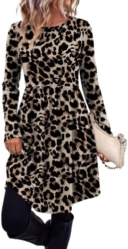 Long Sleeve Dress for Women Christmas Dresses for Women Red and in Leopard