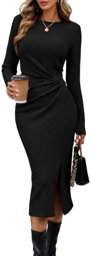 Long Sleeve Dress for Women Cocktail Sweater Dresses Fall in Black