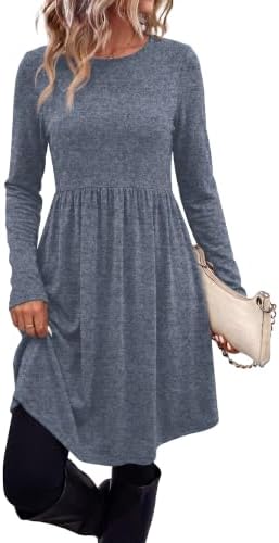 Long Sleeve Dress for Women Fall Dresses for Women 2026 Casual in Blue