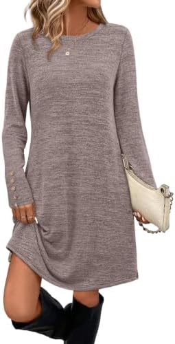 Long Sleeve Dress for Women Fall Dresses for Women 2026 Sweater in Coffee