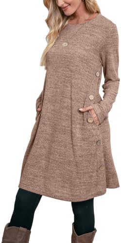 Long Sleeve Dress Winter Dress for Women Plus Size Dresses in Eb- Dark Khaki