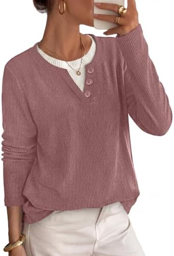 Long Sleeve Shirts for Women Early Fall Fashion Oversized in Dusty Pink