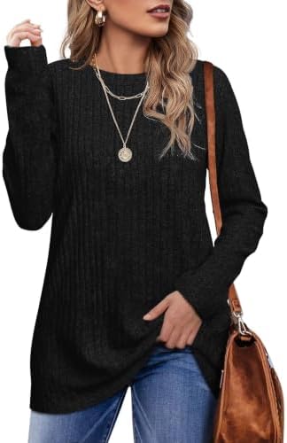 Long Sleeve Shirts for Women Fall Fashion Clothing Clothes in A01-black