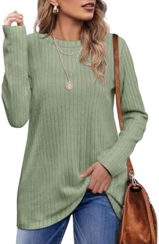 Long Sleeve Shirts for Women Fall Fashion Outfits Clothing in C31-grass Green