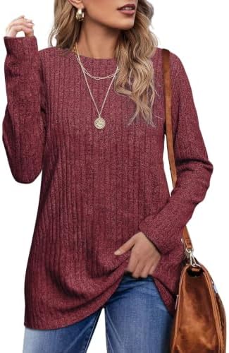 Long Sleeve Shirts for Women Fall Fashion Outfits Clothing 2025 in A02-red