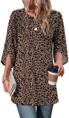 Long Sleeve Shirts for Women Halloween Tunic Tops Winter in Z Leopard Print