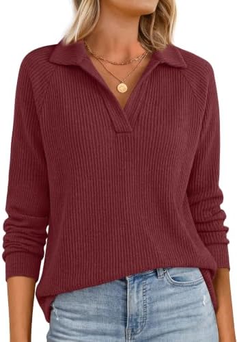Long Sleeve Shirts for Women Nye Outfits V Neck Christmas in Red