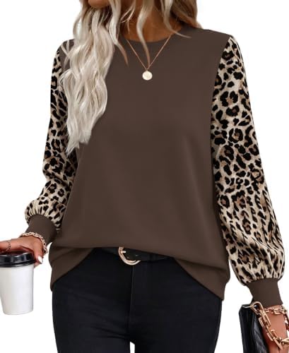 Long Sleeve Shirts For Women Sweatshirts Fall Clothes Leopard L