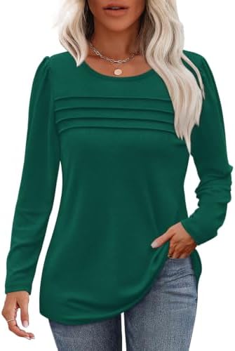 Long Sleeve Tops for Women Fall Sweaters 2026 Winter Layering in Green