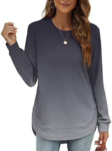 Long Sleeve Tunic Tops For Women Sweaters For Women Grey