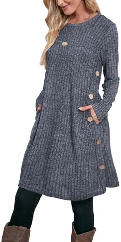 Long Sleeve Winter Dress for Women Crewneck Dresses for Women