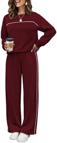 Lounge Sets for Women 2 Piece Sweat Set Fall 2026 Fashion in Burgundy