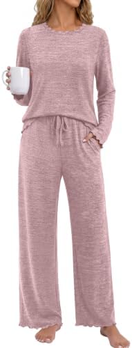 Lounge Sets for Women Flannel Pajamas Fall Outfits Comfiest in All Pink