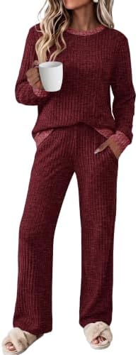 Lounge Sets for Women Two Piece Christmas Outfits Matching Sets in Burgundy