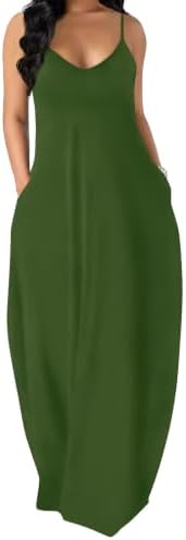 Maxi Dresses for Beach Vacation Summer Long Dress for Women in Ae- Army Green
