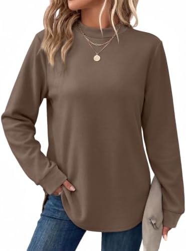 Mock Neck Sweatshirt for Women Long Sleeve Tunic Loose Fit