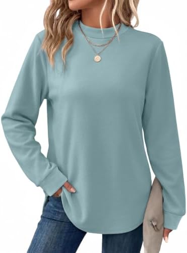 Mock Neck Sweatshirt for Women Long Sleeve Tunic Loose Fit