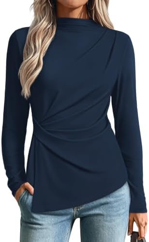 Navy Blue Tops for Women Blusas Casuales de Mujer Bonitas in Navy Blue