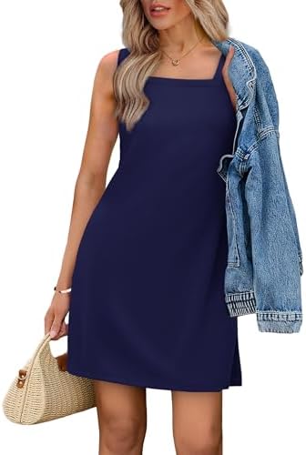 OFEFAN Sundress Women 2026 Airy Fabric Sleeveless Square Neck