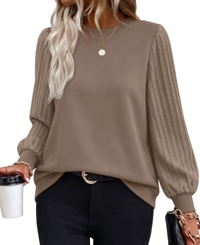 Oversized Tshirts For Women Sweatshirt Chocolate Brown Fall Top in B Brown