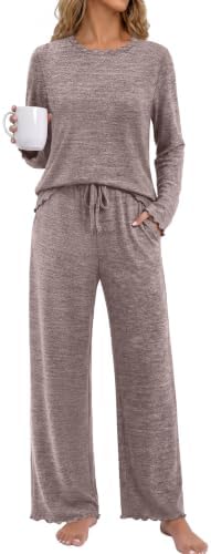 Pajamas for Women Set 2 Piece Halloween Pjs Chocolate Brown in Khaki