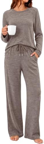 Pajamas for Women Set 2 Piece Sleepwear Lounge Sets Pjs in Khaki
