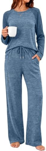 Pajamas for Women Set 2 Piece Sleepwear Lounge Sets Pjs in Blue